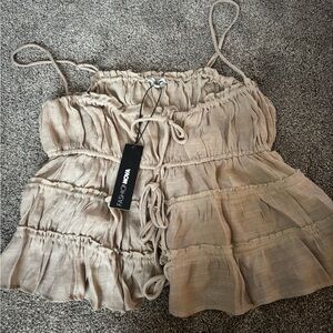 Fashion Nova Beige Ruffled Top